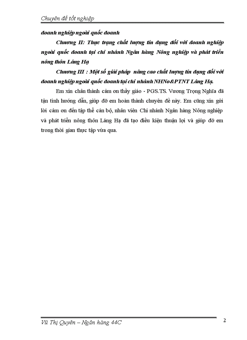 image for page Nâng cao chất lượng tín dụng đối với các doanh nghiệp ngoài quốc doanh tại chi nhánh Ngân hàng Nông nghiệp và phát triển nông thôn Láng Hạ