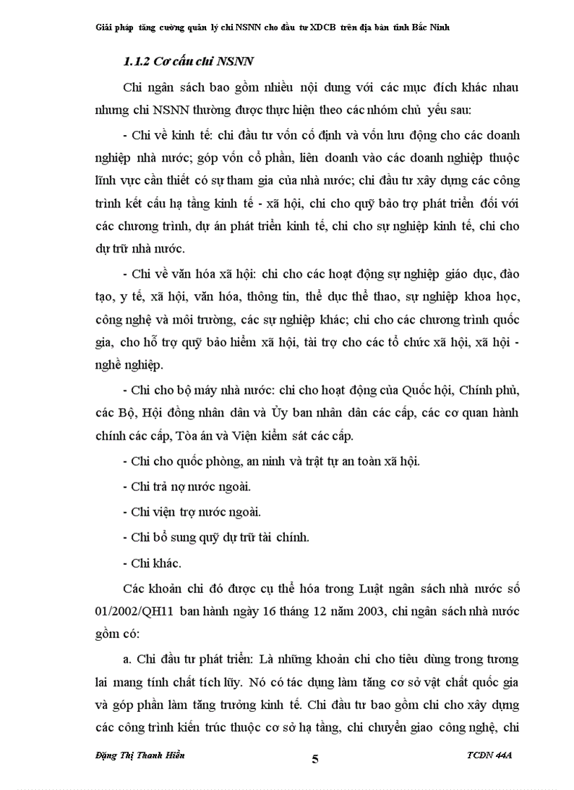 Giải pháp tăng cường quản lý chi Ngân sách Nhà nước cho đầu tư XDCB trên địa bàn tỉnh Bắc Ninh 1