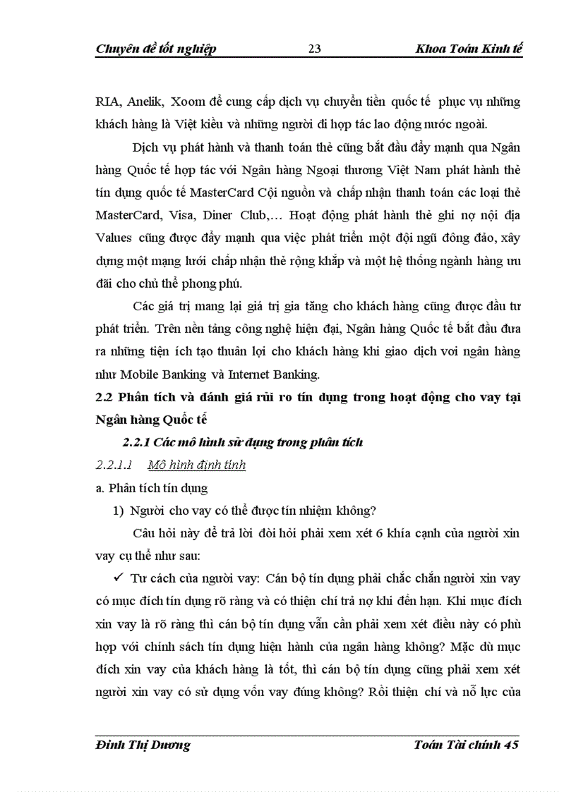 image for page Phân tích và đánh giá rủi ro tín dụng trong hoạt động cho vay tại Ngân hàng Quốc tế 1