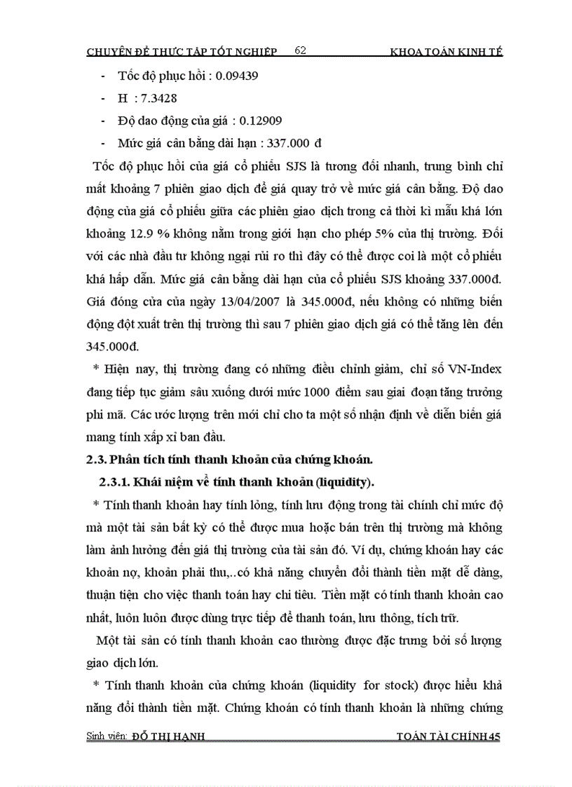 image for page Phân tích động thái giá cổ phiếu và tính thanh khoản của một số cổ phiếu trên thị trường chứng khoán VN