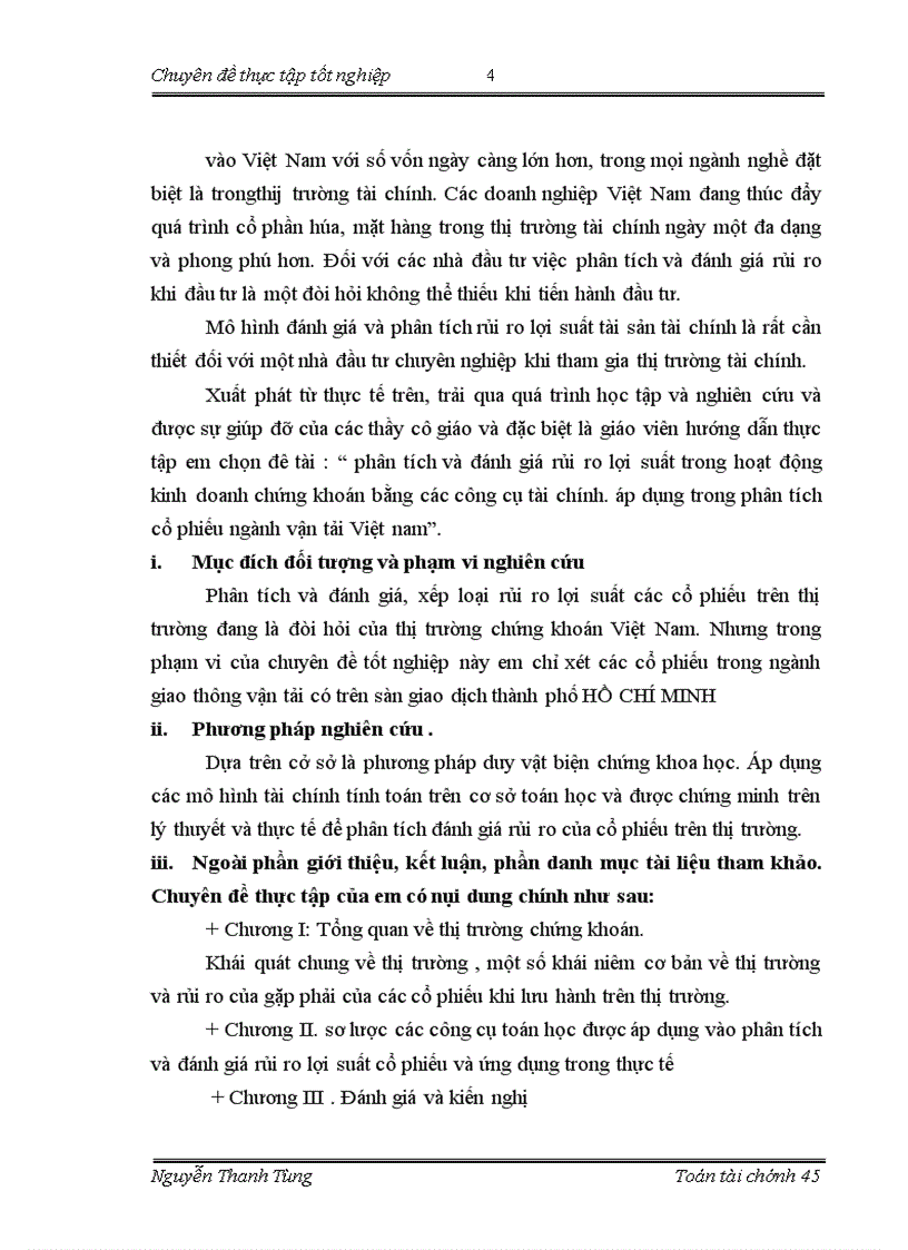 image for page Phân tích và đánh giá rủi ro lợi suất trong hoạt động kinh doanh chứng khoán bằng các công cụ tài chính áp dụng trong phân tích cổ phiếu ngành vận tải việt nam
