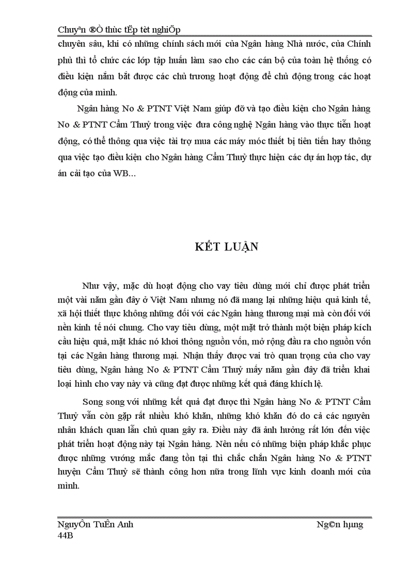 image for page Giải pháp mở rộng cho vay tiêu dùng tại Ngân hàng No PTNT huyện Cẩm Thuỷ