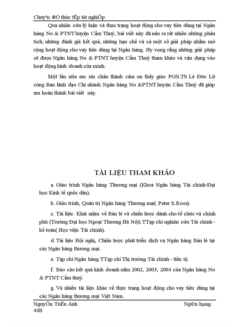 image for page Giải pháp mở rộng cho vay tiêu dùng tại Ngân hàng No PTNT huyện Cẩm Thuỷ