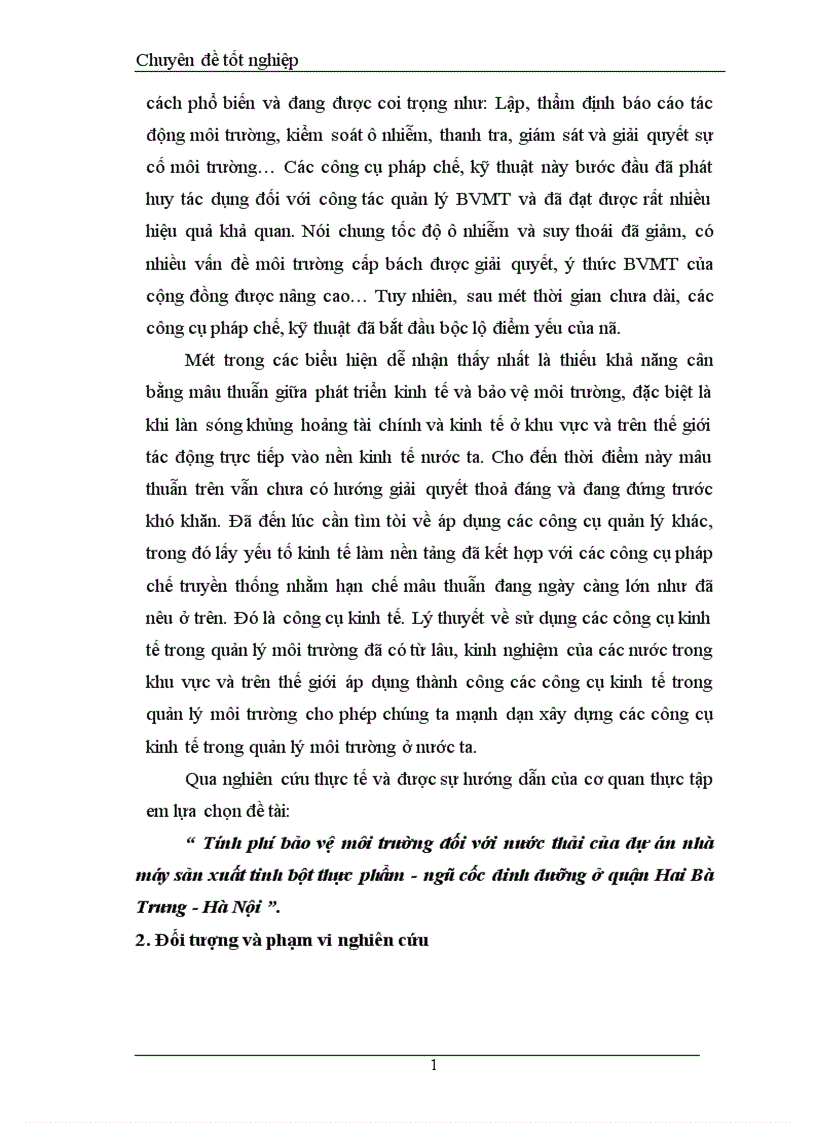 image for page Tính phí bảo vệ môi trường đối với nước thải của dự án nhà máy sản xuất tinh bột thực phẩm ngũ cốc dinh dưỡng ở quận Hai Bà Trưng Hà Nội