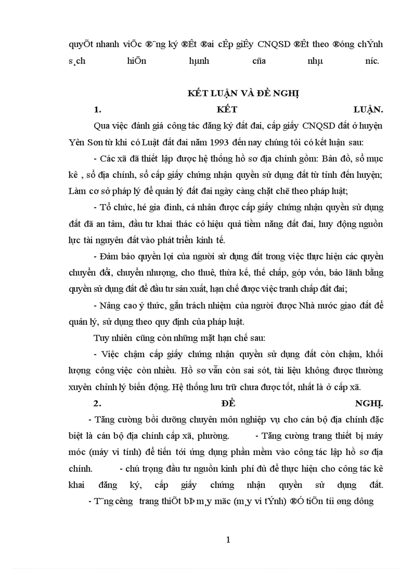image for page Đánh giá công tác đăng ký đất đai cấp giấy CNQSDĐ trên địa bàn huyện Yên sơn Tỉnh Tuyên Quang giai đoạn 1993 2005