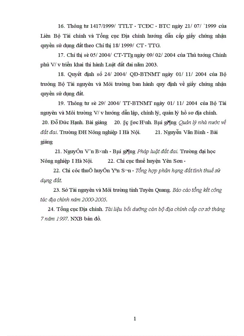 image for page Đánh giá công tác đăng ký đất đai cấp giấy CNQSDĐ trên địa bàn huyện Yên sơn Tỉnh Tuyên Quang giai đoạn 1993 2005