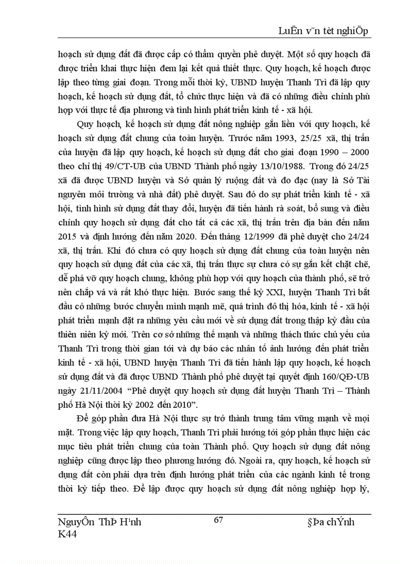 image for page Nghiên cứu thực trạng và đề xuất một số giải pháp nâng cao hiệu quả quản lý đất nông nghiệp trên địa bàn huyện Thanh Trì Hà Nội