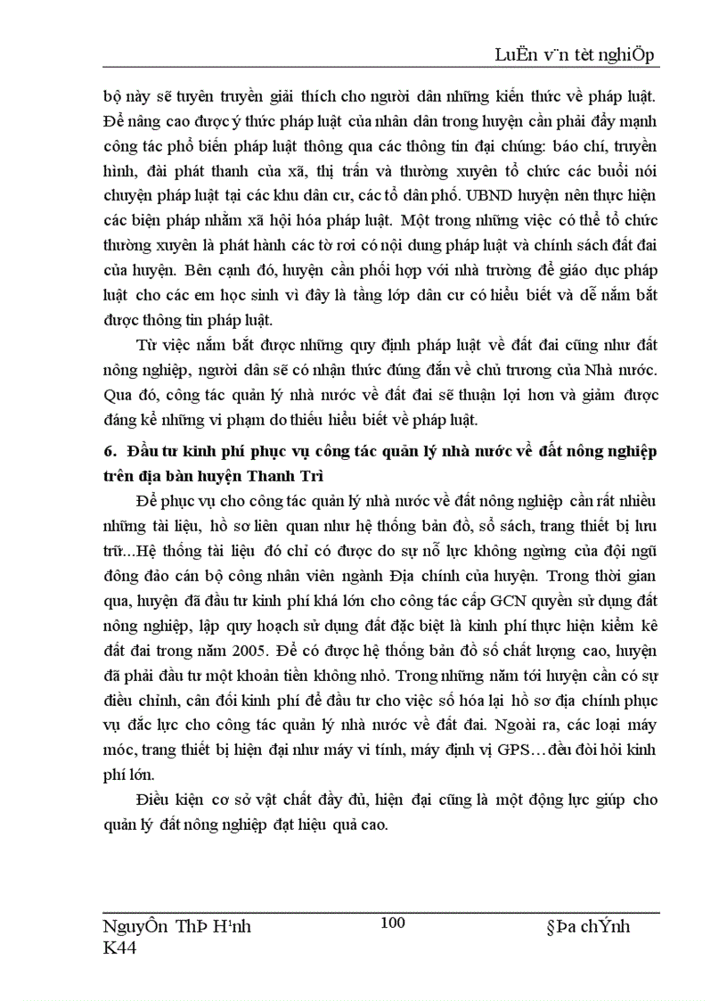 image for page Nghiên cứu thực trạng và đề xuất một số giải pháp nâng cao hiệu quả quản lý đất nông nghiệp trên địa bàn huyện Thanh Trì Hà Nội