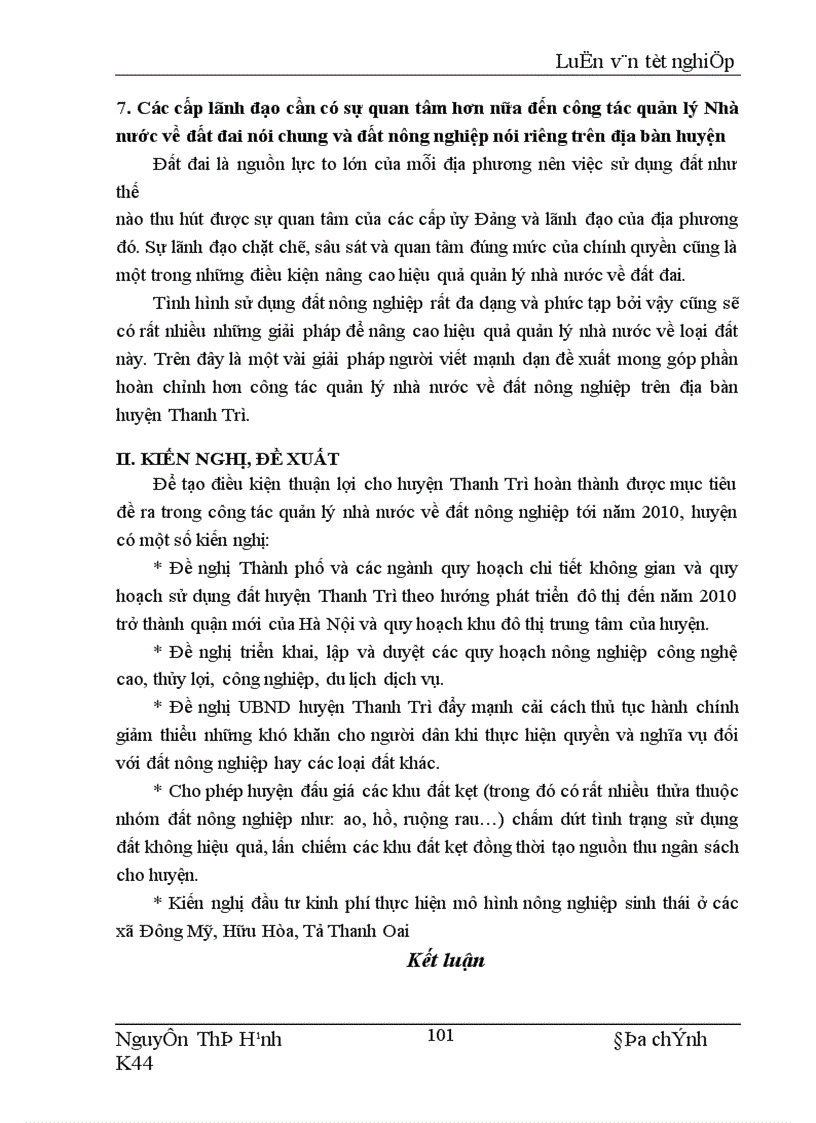 image for page Nghiên cứu thực trạng và đề xuất một số giải pháp nâng cao hiệu quả quản lý đất nông nghiệp trên địa bàn huyện Thanh Trì Hà Nội