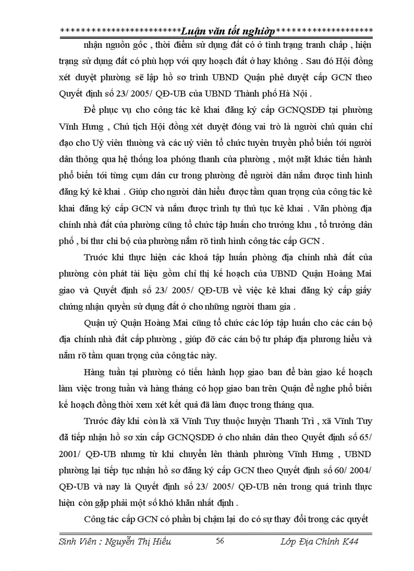 image for page Nghiên cứu thực trạng và đề xuất một số giải pháp cho công tác cấp GCNQSDĐ ở trên địa bàn phường Vĩnh Hưng Quận Hoàng Mai Thành phố Hà Nội