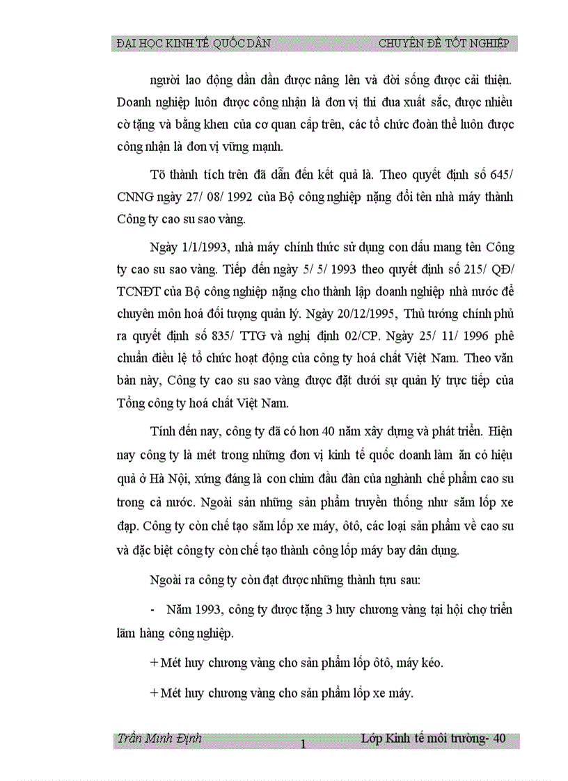image for page Bước đầu đánh giá kinh tế các tác động môi trường do hoạt động của công ty Cao su Sao vàng Hà Nội