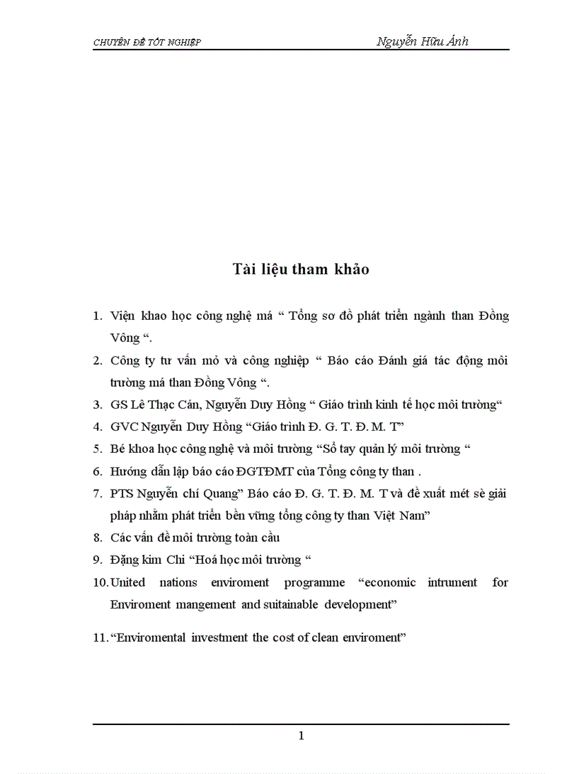 image for page Đánh Giá hiện trạng ô nhiễm môi trường do hoạt động khai thác than của dự án Đồng Vông Uông bí Quảng Ninh và các giải pháp quản lý môi trường