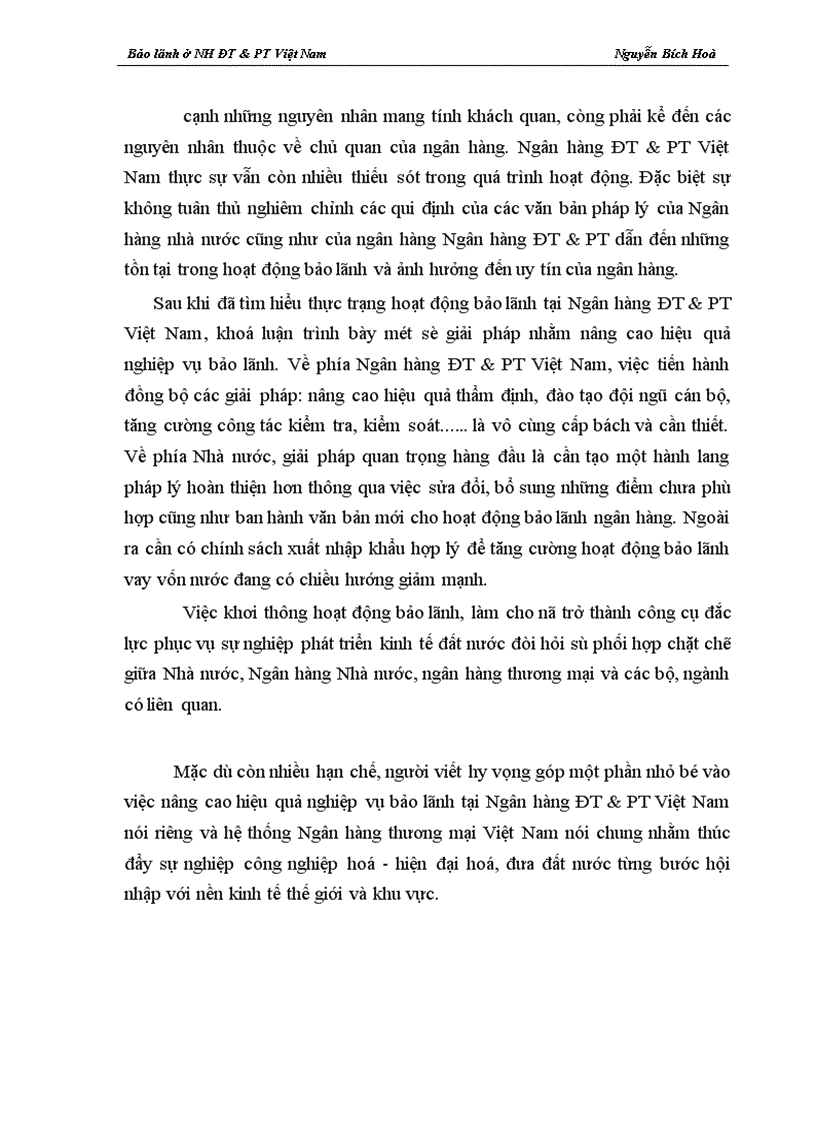 image for page Giải pháp nâng cao hiệu quả nghiệp vụ bảo lãnh tại Ngân hàng ĐT PT Việt Nam