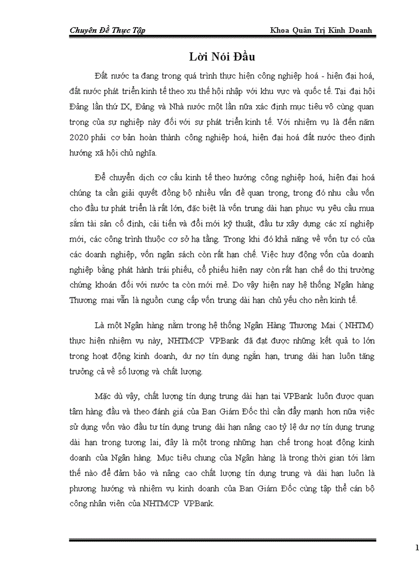 image for page Nâng cao chất lượng tín dụng trung và dài hạn tại NHTMCP VPBank 1