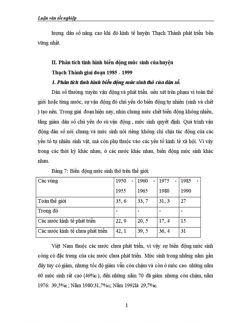 image for page Phân tích tình hình sinh đẻ và những biện pháp chủ yếu nhằm ổn định mức sinh ở huyện Thạch Thành trong những năm qua