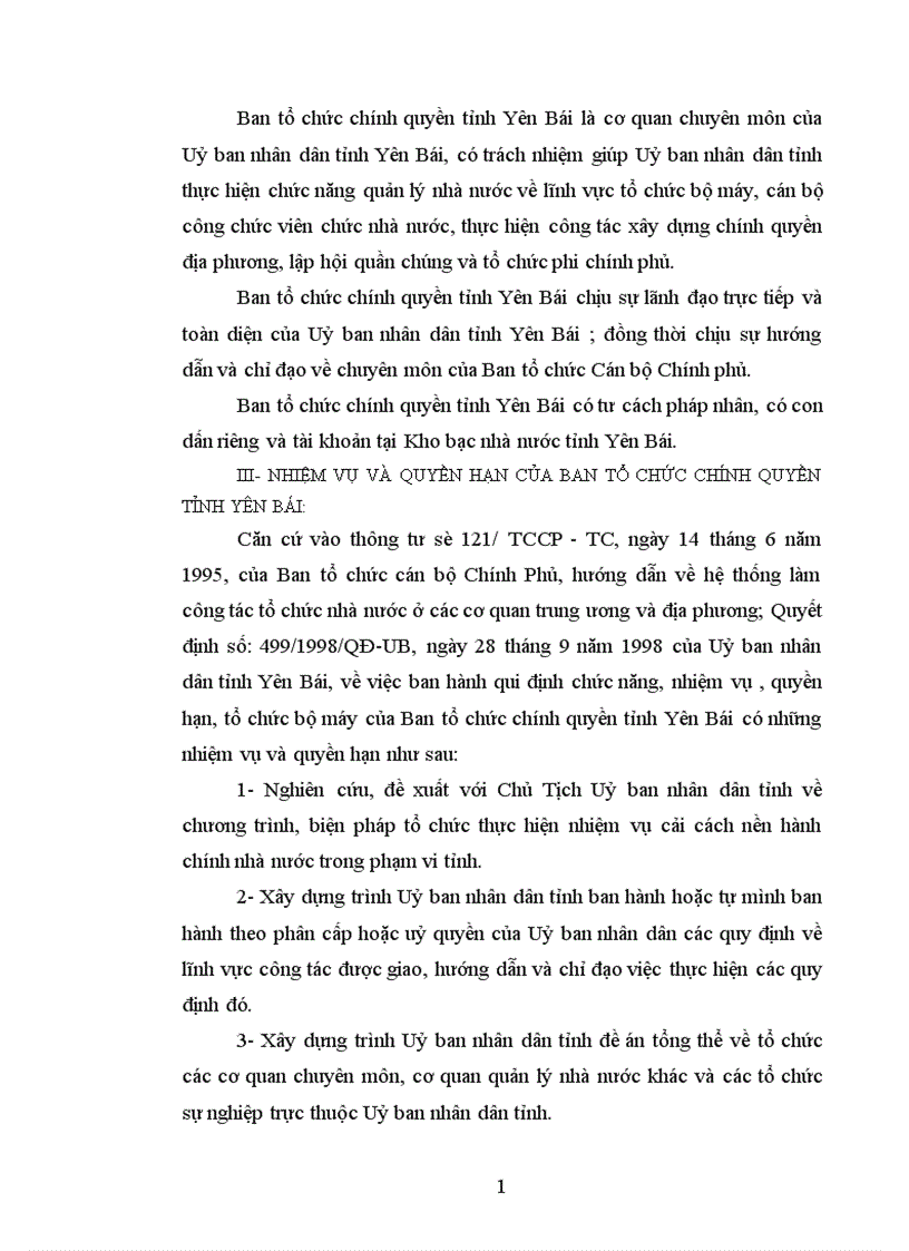 image for page Tổ chức và hoạt động của Ban tổ chức chính quyền tỉnh Yên Bái