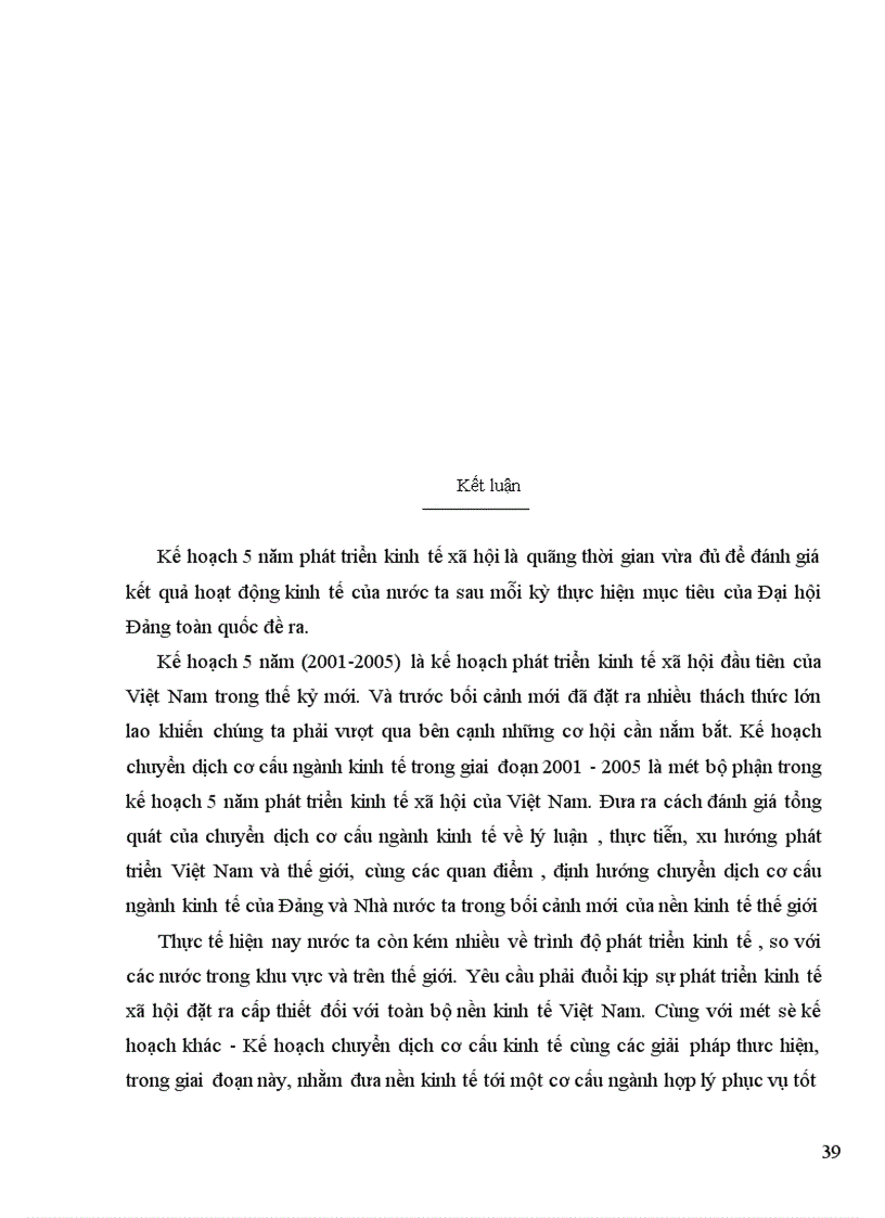 image for page Kế hoạch chuyển dịch cơ cấu ngành kinh tế thời kỳ 2001 2005 ở Việt Nam và các giải pháp thực hiện