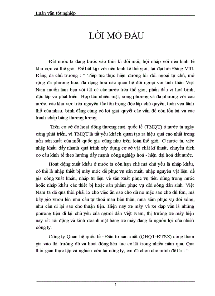 image for page Hoàn thiện qui trình nhập khẩu xe máy tại công ty QHQT ĐTSX