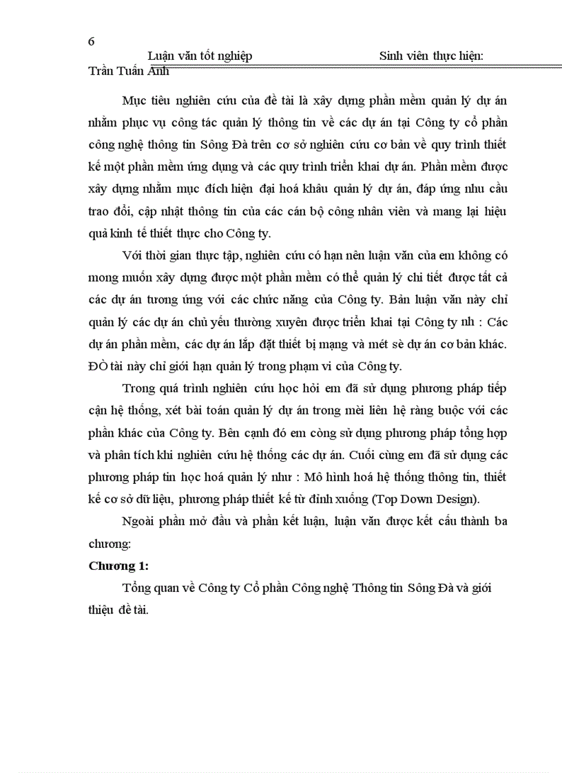 image for page Nghiên cứu thiết kế phần mềm quản lý dự án tại Công ty Cổ phần Công nghệ Thông tin Sông Đà