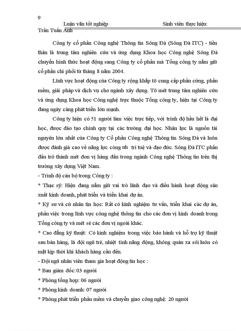 image for page Nghiên cứu thiết kế phần mềm quản lý dự án tại Công ty Cổ phần Công nghệ Thông tin Sông Đà