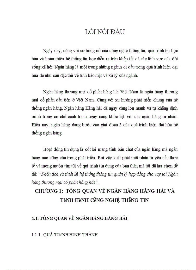 image for page Phân tích và thiết kế hệ thống thông tin quản lý hợp đồng cho vay tại Ngân hàng thương mại cổ phần hàng hải