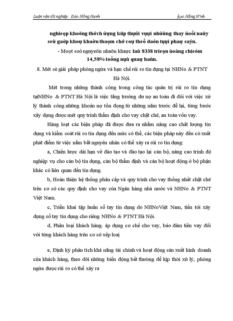 image for page Một số giải pháp phòng ngừa và hạn chế rủi ro tín dụng tại NHNo PTNT Hà Nội 1