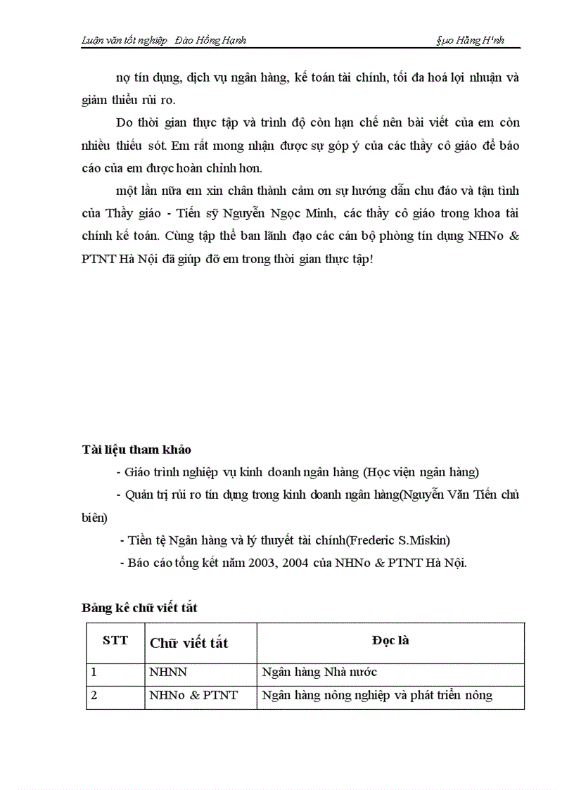 image for page Một số giải pháp phòng ngừa và hạn chế rủi ro tín dụng tại NHNo PTNT Hà Nội 1