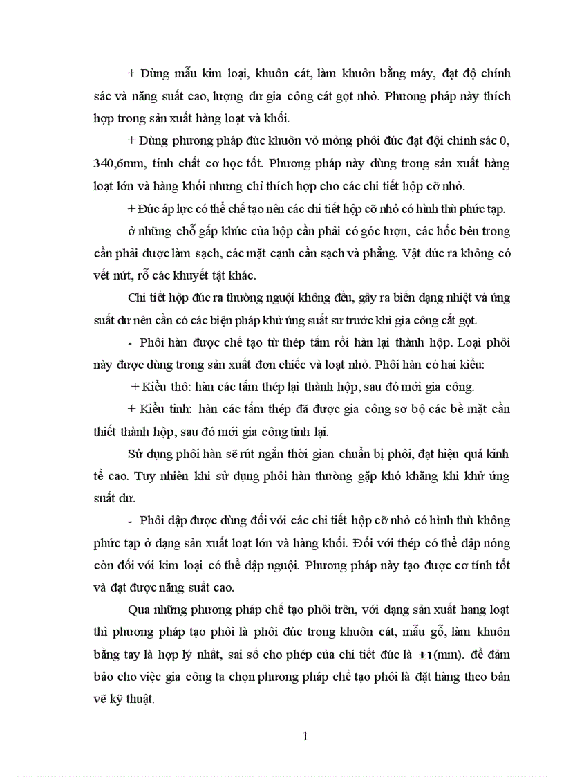 image for page Xác định phương pháp chế tạo phôi và thiết kế bản vẽ chi tiết lồng phôi