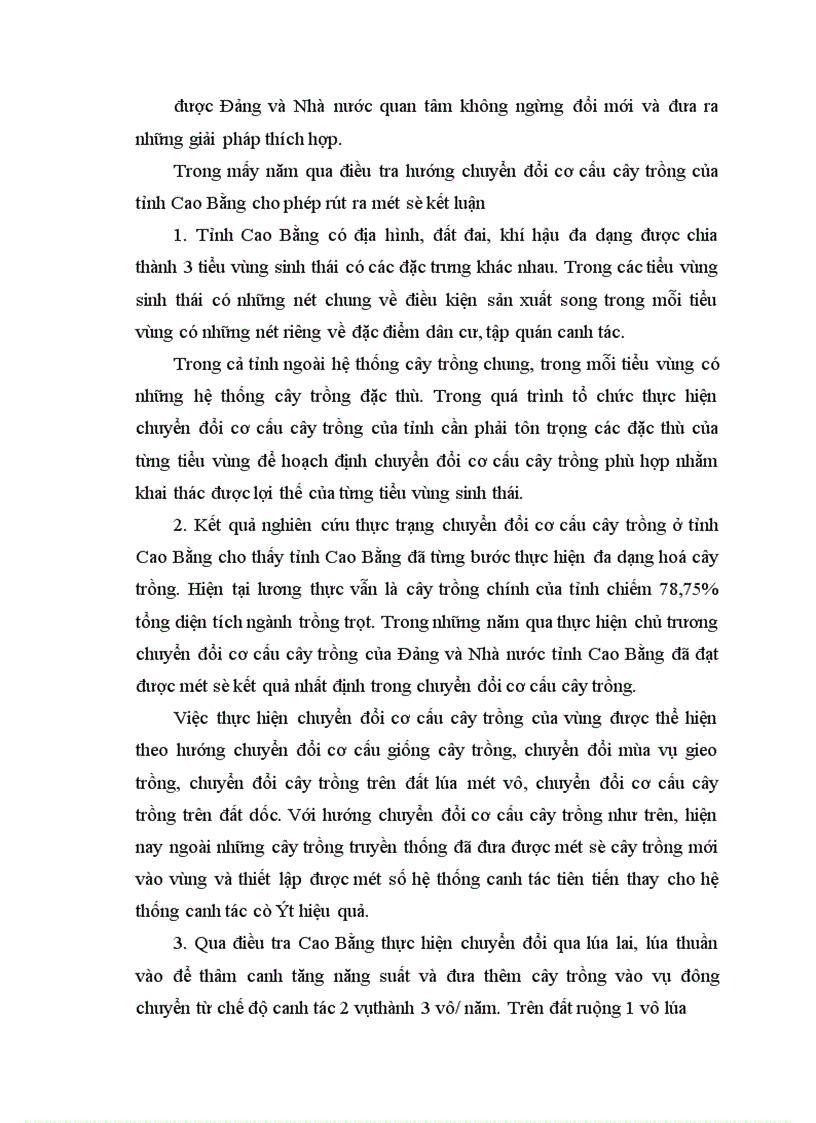 image for page Những biện pháp chủ yếu để chuyển dịch cơ cấu ngành trồng trọt của tỉnh Cao Bằng