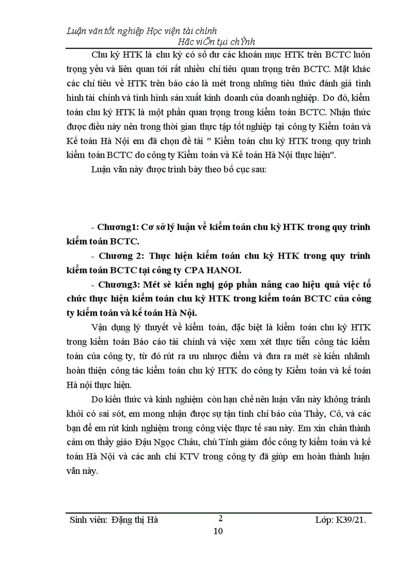 image for page Kiểm toán chu kỳ HTK trong quy trình kiểm toán BCTC do công ty Kiểm toán và Kế toán Hà Nội thực hiện