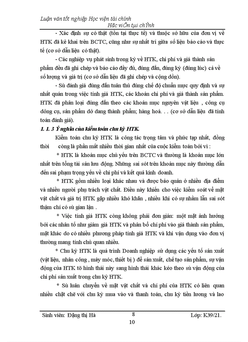 image for page Kiểm toán chu kỳ HTK trong quy trình kiểm toán BCTC do công ty Kiểm toán và Kế toán Hà Nội thực hiện