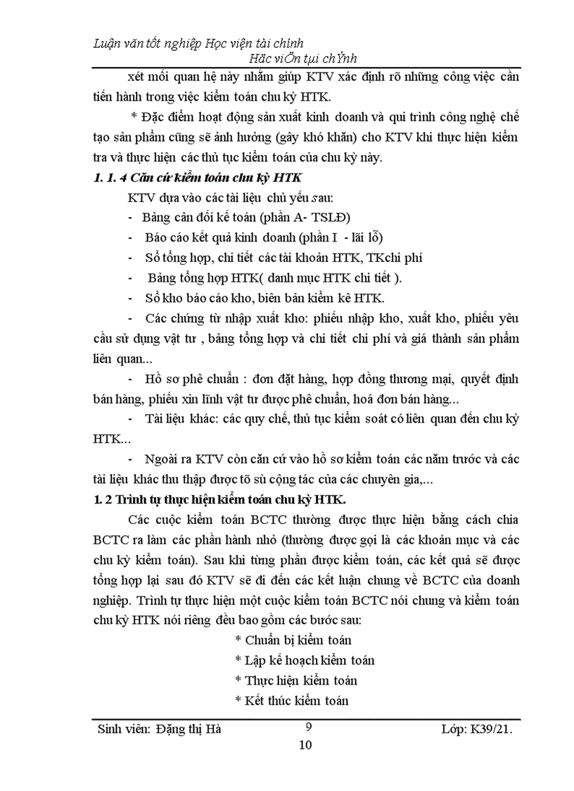 image for page Kiểm toán chu kỳ HTK trong quy trình kiểm toán BCTC do công ty Kiểm toán và Kế toán Hà Nội thực hiện