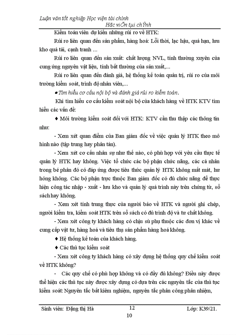 image for page Kiểm toán chu kỳ HTK trong quy trình kiểm toán BCTC do công ty Kiểm toán và Kế toán Hà Nội thực hiện