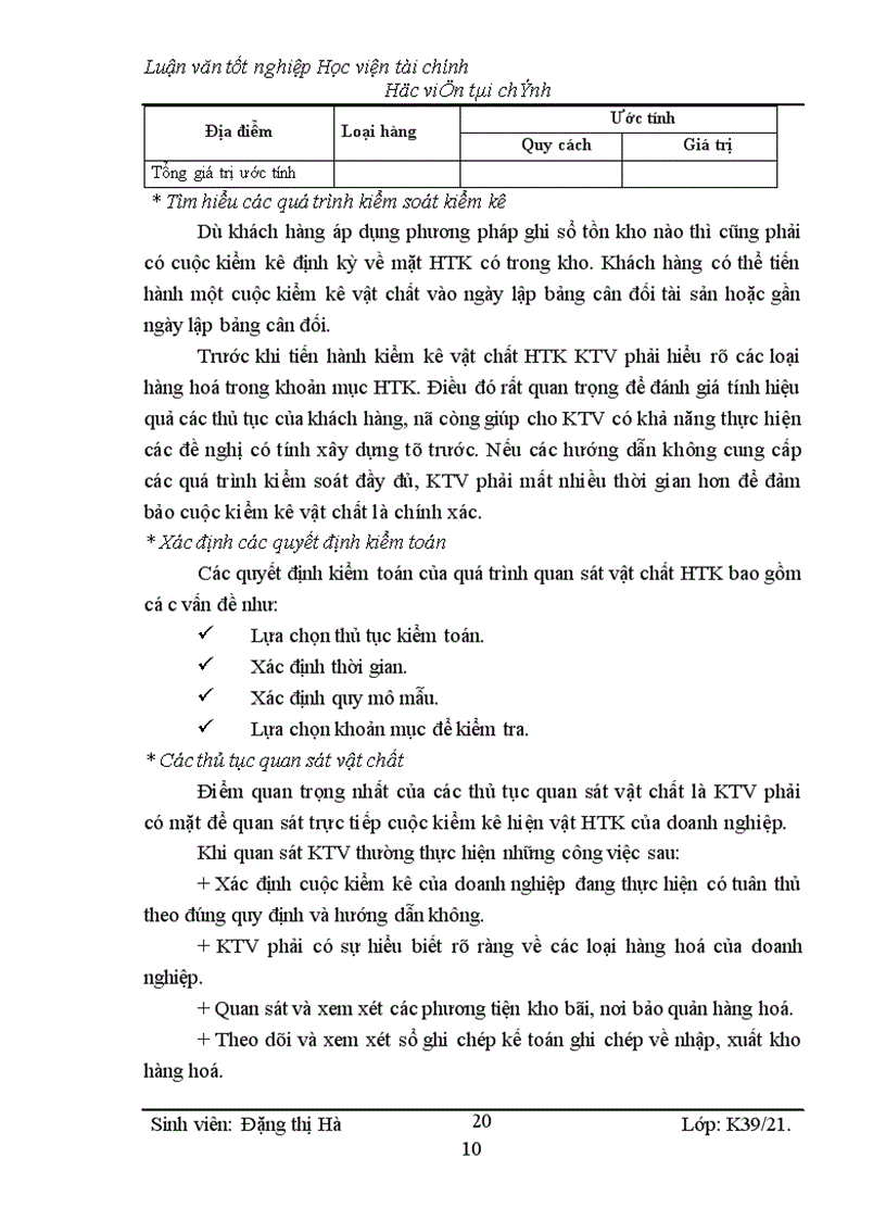 image for page Kiểm toán chu kỳ HTK trong quy trình kiểm toán BCTC do công ty Kiểm toán và Kế toán Hà Nội thực hiện