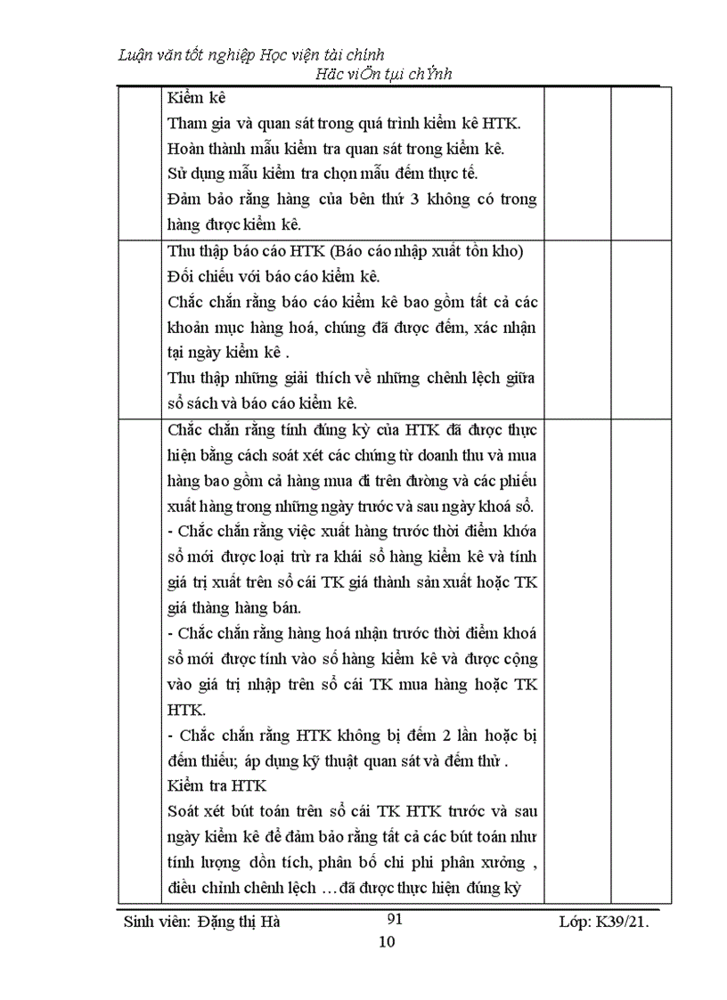 image for page Kiểm toán chu kỳ HTK trong quy trình kiểm toán BCTC do công ty Kiểm toán và Kế toán Hà Nội thực hiện