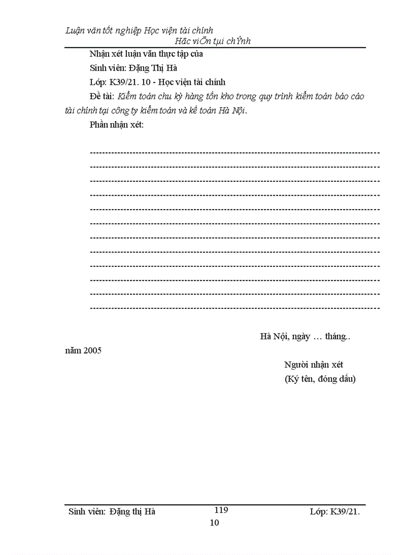 image for page Kiểm toán chu kỳ HTK trong quy trình kiểm toán BCTC do công ty Kiểm toán và Kế toán Hà Nội thực hiện