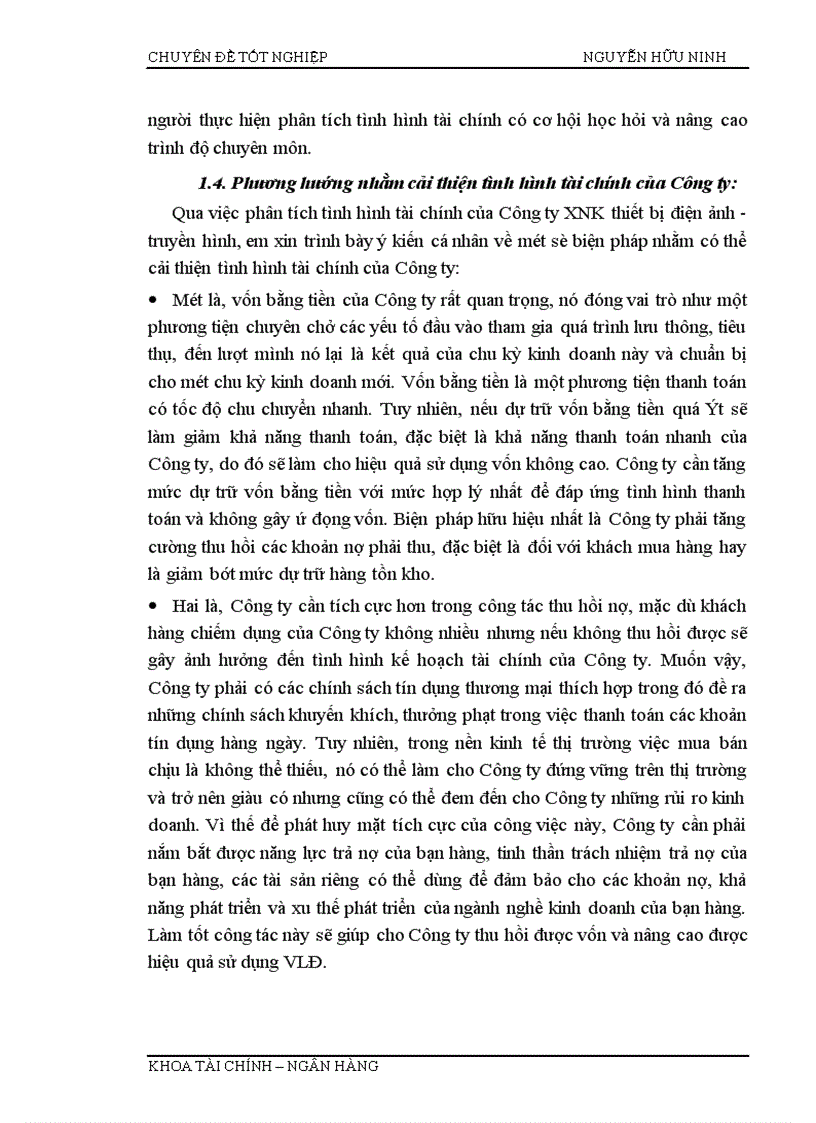 image for page Phân tích tình hình tài chính thông qua hệ thống báo cáo tài chính kế toán và các biện pháp nâng cao hiệu quả sử dụng vốn kinh doanh tại Công ty XNK Thiết bị điện ảnh truyền hình 1