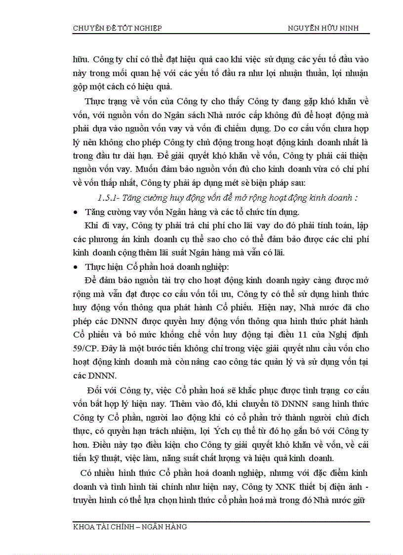 image for page Phân tích tình hình tài chính thông qua hệ thống báo cáo tài chính kế toán và các biện pháp nâng cao hiệu quả sử dụng vốn kinh doanh tại Công ty XNK Thiết bị điện ảnh truyền hình 1