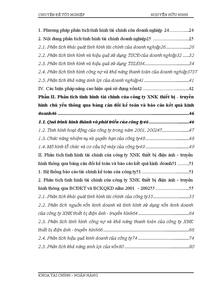image for page Phân tích tình hình tài chính thông qua hệ thống báo cáo tài chính kế toán và các biện pháp nâng cao hiệu quả sử dụng vốn kinh doanh tại Công ty XNK Thiết bị điện ảnh truyền hình 1