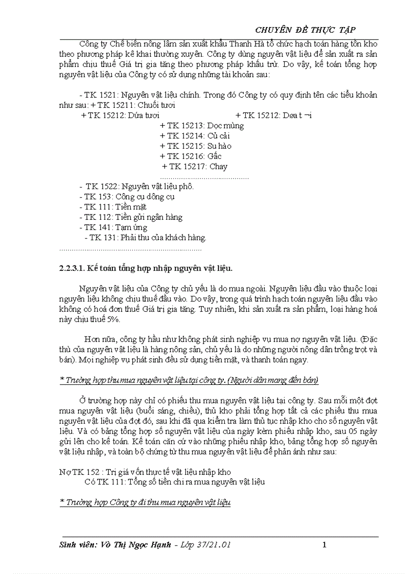 image for page Tổ chức công tác kế toán nguyên vật liệu tại công ty chế biến nông lâm sản xuất khẩu Thanh Hà