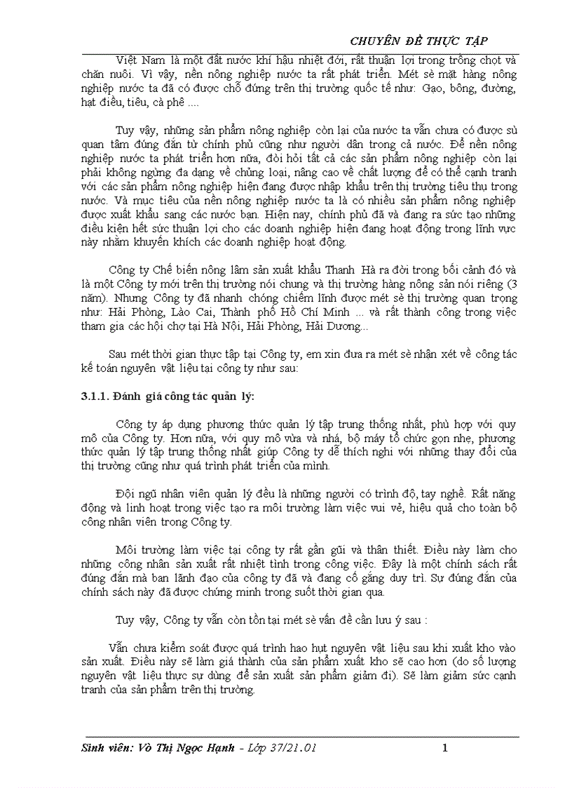 image for page Tổ chức công tác kế toán nguyên vật liệu tại công ty chế biến nông lâm sản xuất khẩu Thanh Hà