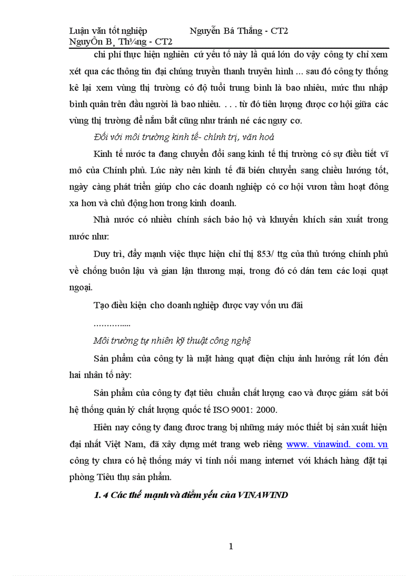 image for page Xây dựng kế hoạch marketing cho công ty trách nhiệm hữu hạn nhà nước một thành viên điện cơ thống nhất VINAWIND 1