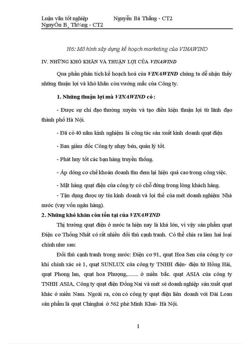 image for page Xây dựng kế hoạch marketing cho công ty trách nhiệm hữu hạn nhà nước một thành viên điện cơ thống nhất VINAWIND 1