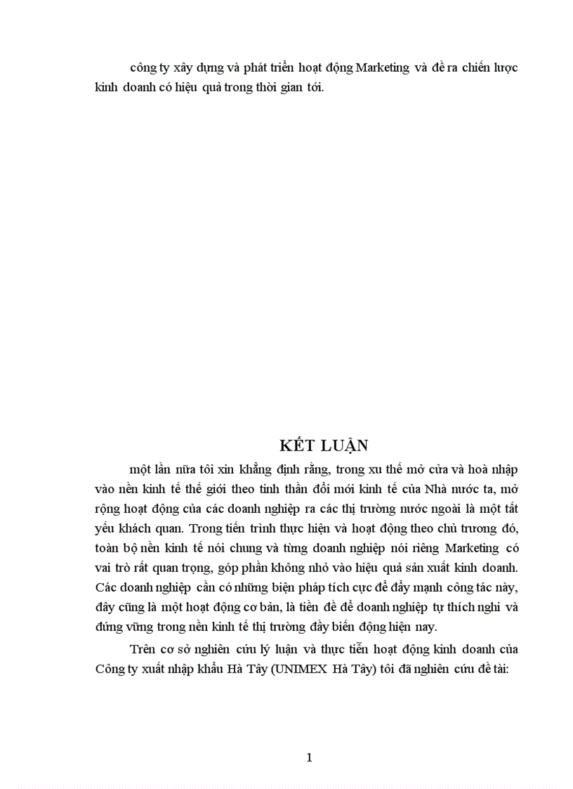 image for page Một số biện pháp Marketing nhằm nâng cao hiệu quả hoạt động xuất khẩu tại Công ty xuất nhập khẩu Hà Tây 1