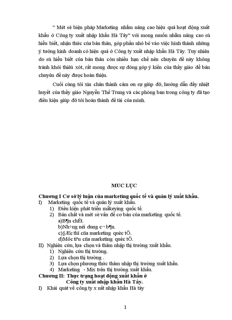image for page Một số biện pháp Marketing nhằm nâng cao hiệu quả hoạt động xuất khẩu tại Công ty xuất nhập khẩu Hà Tây 1