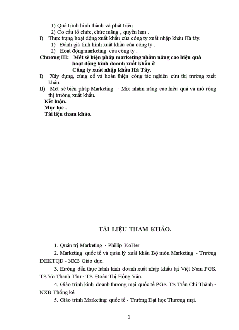 image for page Một số biện pháp Marketing nhằm nâng cao hiệu quả hoạt động xuất khẩu tại Công ty xuất nhập khẩu Hà Tây 1