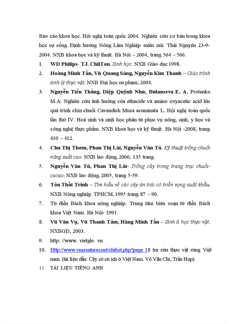 image for page Nghiên cứu động thái một số chỉ tiêu sinh lý hoá sinh theo tiến trình sinh trưởng phát triển của quả chuối tây tại huyện Thanh Trì Hà Nội