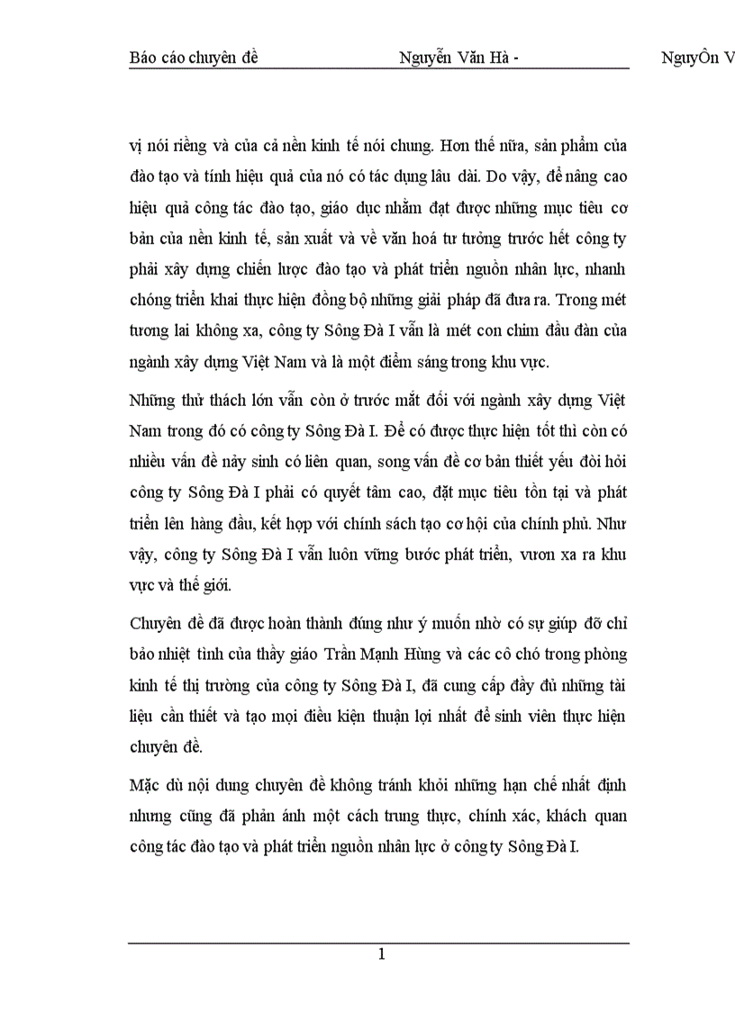 image for page Nâng cao hiệu quả công tácđào tạo và phát triển nguồn nhân lực tại Công ty Sông Đà I 1