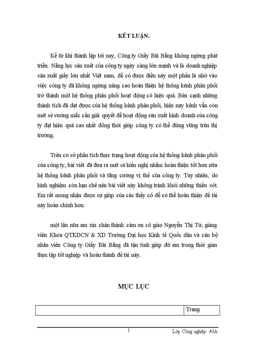 image for page Một số kiến nghị nhằm hoàn thiện mạng lưới kênh phân phối ở Công ty Giấy Bãi Bằng 1