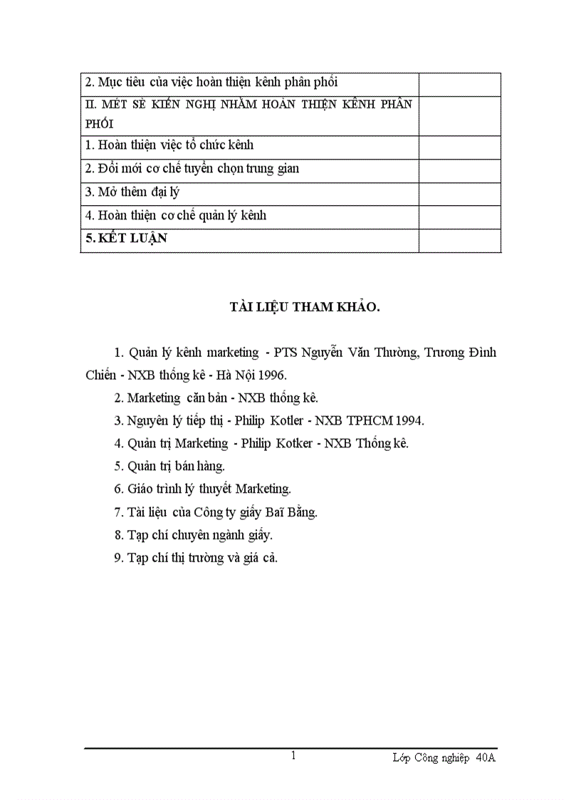 image for page Một số kiến nghị nhằm hoàn thiện mạng lưới kênh phân phối ở Công ty Giấy Bãi Bằng 1